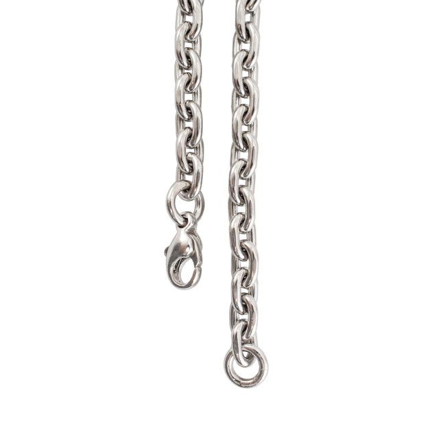 Unisex 950 Platinum Solid Oval Anchor Cable Link Chain Necklace For Sale - Image 4 of 8