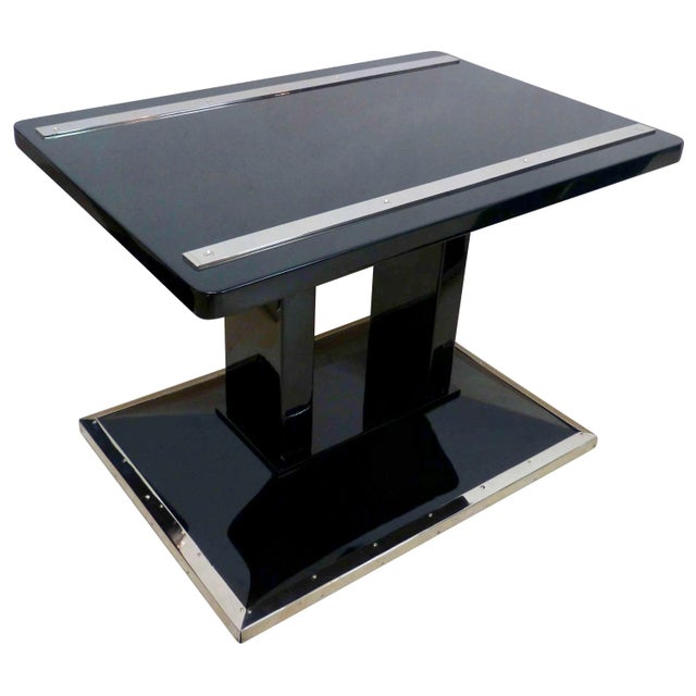 Art Deco Bauhaus Side Table in Black Lacquer & Chrome, Austria, 1920s For Sale - Image 14 of 14