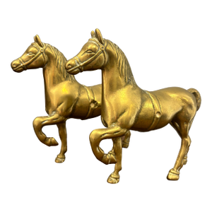 Vintage English Brass Horses - A Pair