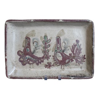 Mid-Century French Ceramic Tray by Gustave Reynaud for Le Mûrier, 1960s For Sale