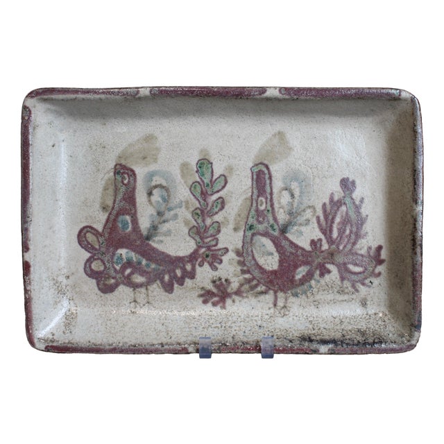 Mid-Century French Ceramic Tray by Gustave Reynaud for Le Mûrier, 1960s For Sale