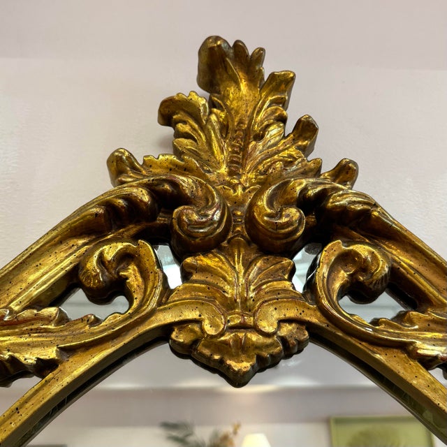 Plastic Vintage Large Gold Giltwood Rococo Style Mirror For Sale - Image 7 of 12
