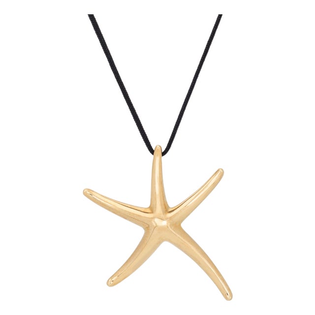 Tiffany & Co Large Starfish Pendant Necklace 18k Gold Elsa Peretti Estate For Sale