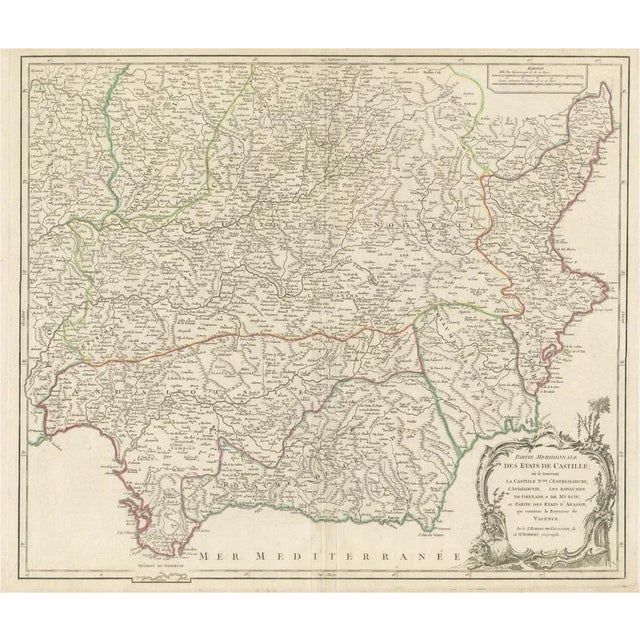 Detailed Engraving Highlighting Key Regions of Southern Spain and Castile, 1752 For Sale - Image 9 of 9
