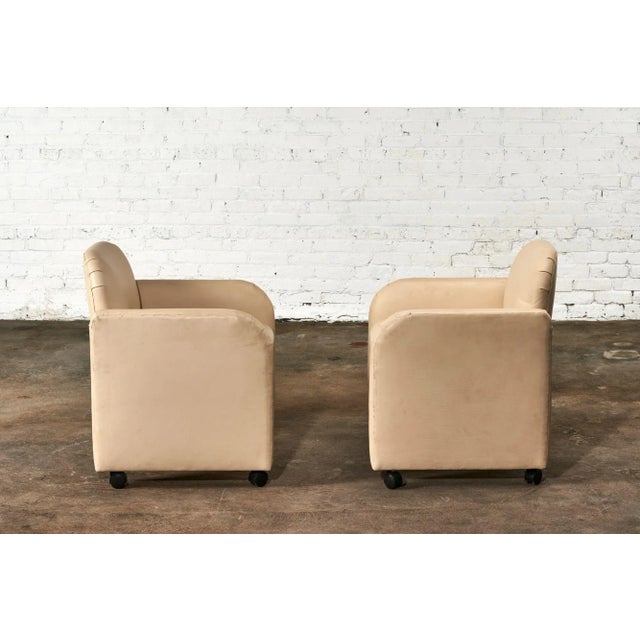 Animal Skin Pair Leather Barrel Chairs, 1980 For Sale - Image 7 of 11