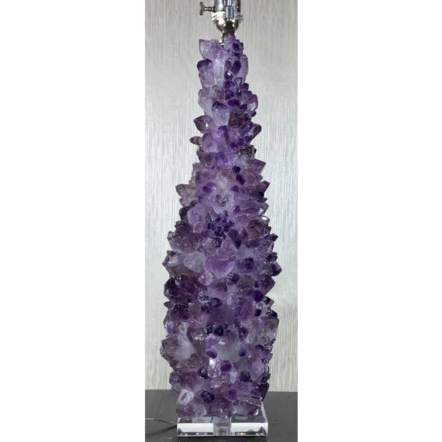 Amethyst Amethyst Rock Crystal Table Lamp For Sale - Image 8 of 13