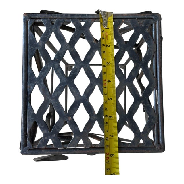 Mid-Century Botanical Wrought Iron & Enamel Leaf Vintage Plant Stands, Pair Salterini Style For Sale In Indianapolis - Image 6 of 7