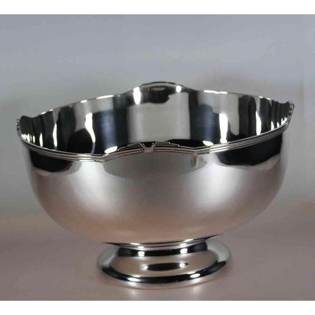 Metal New 1990s Tiffany Silver Punch Bowl With Jubilee Applied Border For Sale - Image 7 of 12