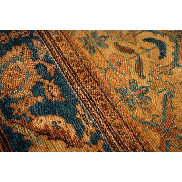 1940s Classic Beige Geometric Antique Knotted Wool Persian Mahal Farahan Rug For Sale - Image 4 of 10