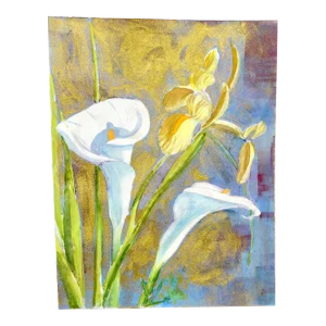 Martha Holden "Calla Lily in Golds" Contemporary Painting