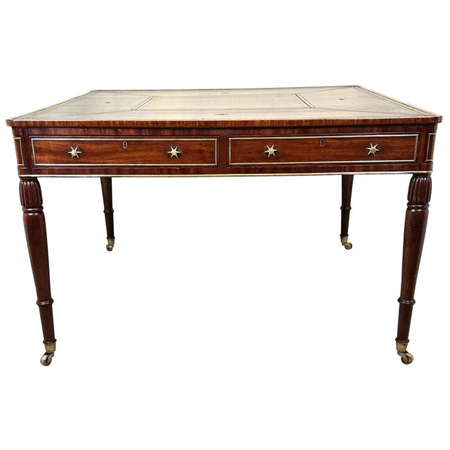 Early 19th Century Regency Mahogany and Brass Partners Writing Table, 1815 For Sale - Image 5 of 15