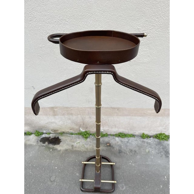 Stitched Leather Valet de Nuit by Jacques Adnet, 1950s For Sale - Image 9 of 10