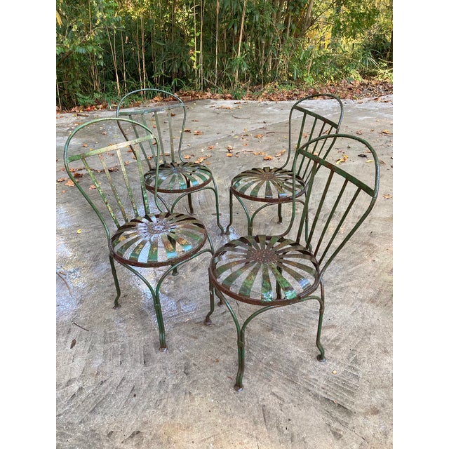 1930s Francois Carre Distressed Petite Garden Chairs - Set of 4 For Sale - Image 5 of 12