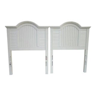 1980s Coastal Style White Shutter Twin Headboards - a Pair For Sale