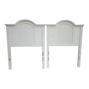 1980s Coastal Style White Shutter Twin Headboards - a Pair