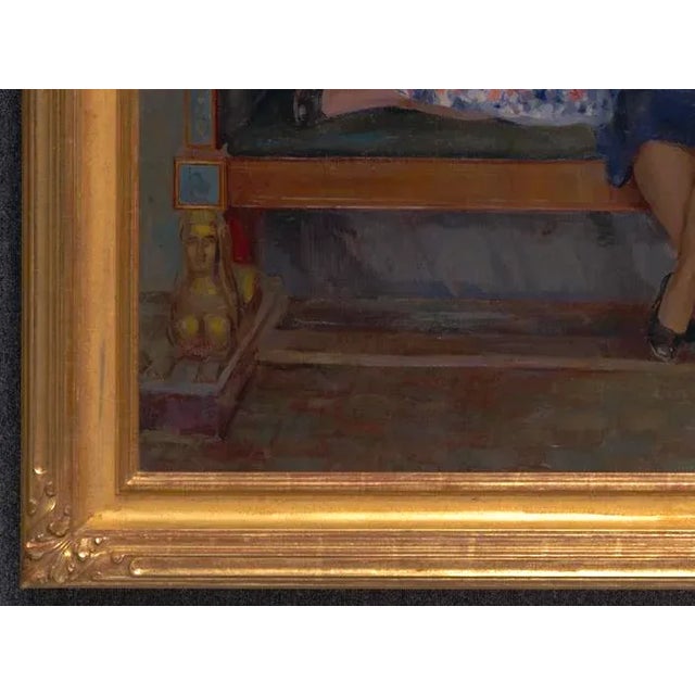 Realism "Three Girlfriends" Original Oil Painting by Evgeni Krylov Circa 1950 For Sale - Image 3 of 7