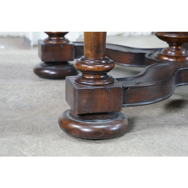 Brown Bernhardt Old Word Tuscan Etched Metal & Wood Marquis Square Side End Table 31" For Sale - Image 8 of 18