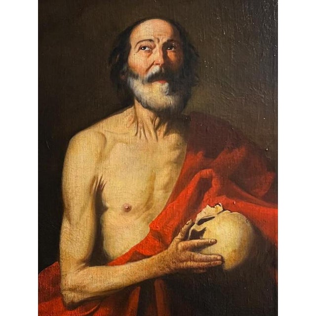 Baroque Follower of José de Ribera, Saint Jerome, Late 17th Century, Oil Painting on Canvas, Framed For Sale - Image 3 of 7