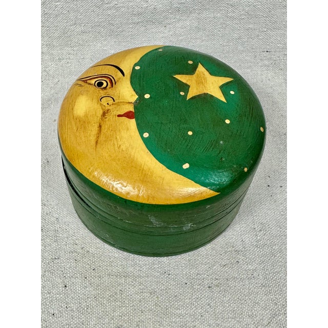 Boho Chic Vintage Celestial Moon and Star Box For Sale - Image 3 of 9