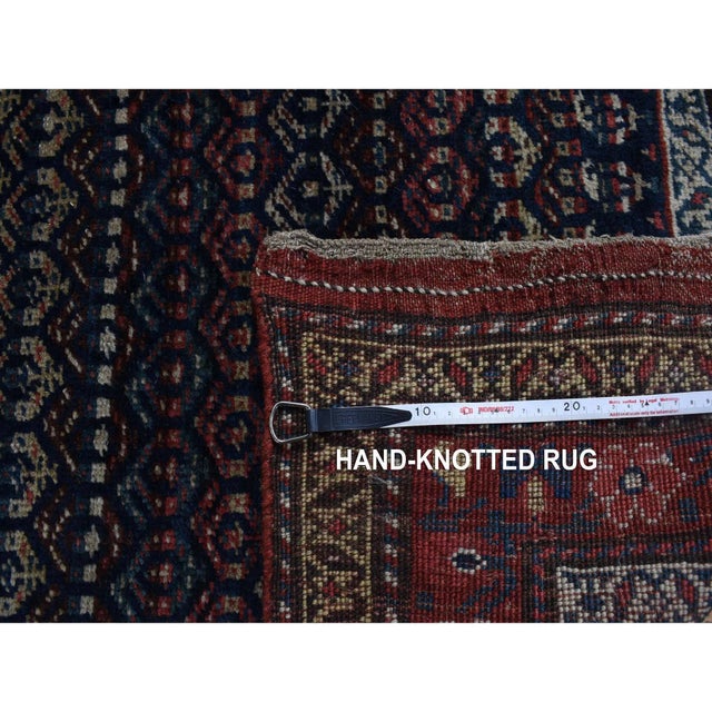 Blue 1900 Millennium Blue Antique Kurdish Bijar Pure Wool Hand Knotted Clean Runner Rug For Sale - Image 8 of 8