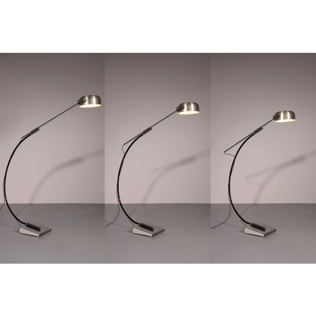 Chrome Arc Floor Lamp with Adjustable Swing Arm, Italy, 1970 For Sale - Image 10 of 11