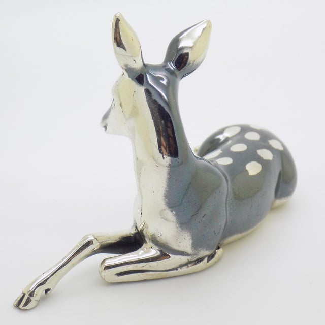 Vintage Italian Sterling Silver 925 Lying Fawn Deer Figurine from Saturno, Arezzo, 1990s For Sale - Image 4 of 14