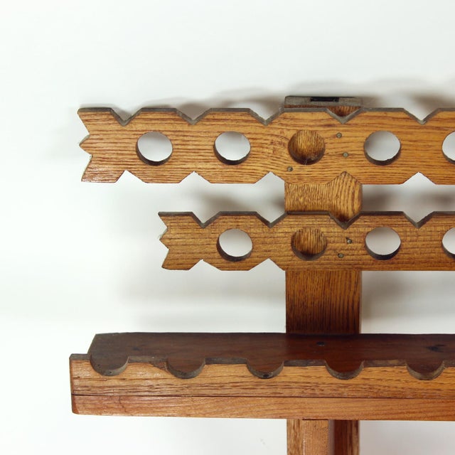 Mid-Century Modern Folk Art Wooden Wall Shelf, Czechoslovakia, 1950s For Sale - Image 4 of 9