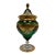 Vintage Murano Emerald Green "Tre Fuochi" 24k Gold Venetian Glass Lidded Urn For Sale