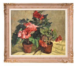 Guinegault Jean Paul, Vase of Spring Flowers, 20th Century, Oil Painting on Canvas, Framed