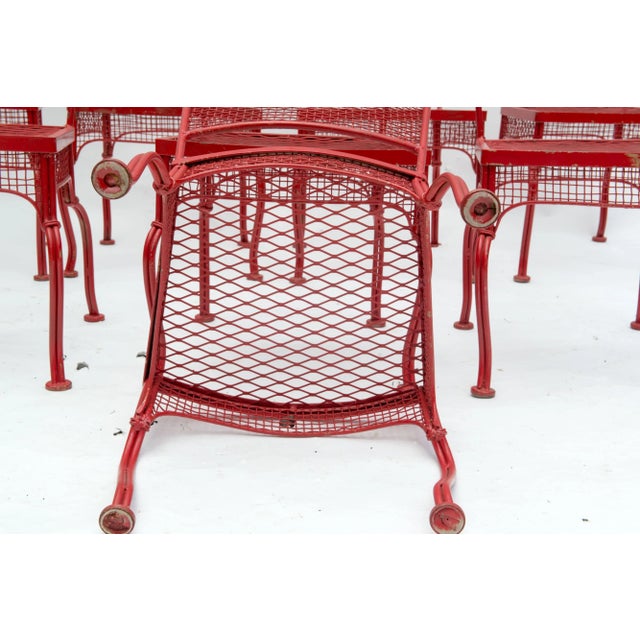 Red Mid Century Woodard Metal Dining Chairs - Set of 8 For Sale In New York - Image 6 of 13