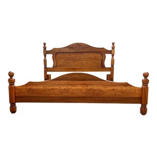 Vintage Full Size Oak Cannonball Bed For Sale