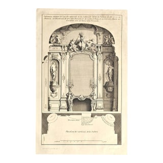 French Antique Arichtecture Interior Lithograph For Sale