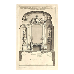 French Antique Arichtecture Interior Lithograph