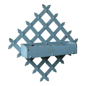 Antique Folk Art Diamond-Form Lattice Back Wall Pocket, Early 20th Century