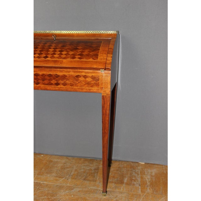 Louis XVI Style Marquetry Roll-Top Desk, 1890s For Sale - Image 12 of 15
