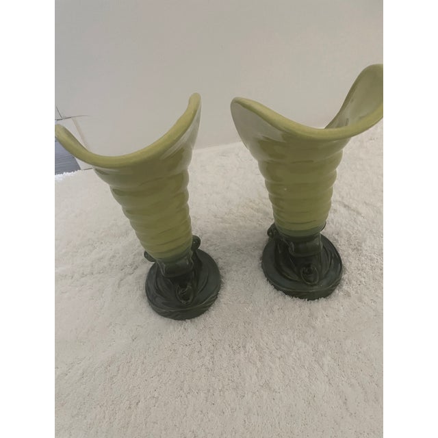 Mid-Century Modern Pair of Roseville Glazed Vases For Sale - Image 3 of 4