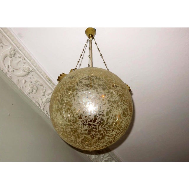 Frosted Glass and Brass Pendant Lamp from Doria Leuchten, 1970s For Sale - Image 6 of 14
