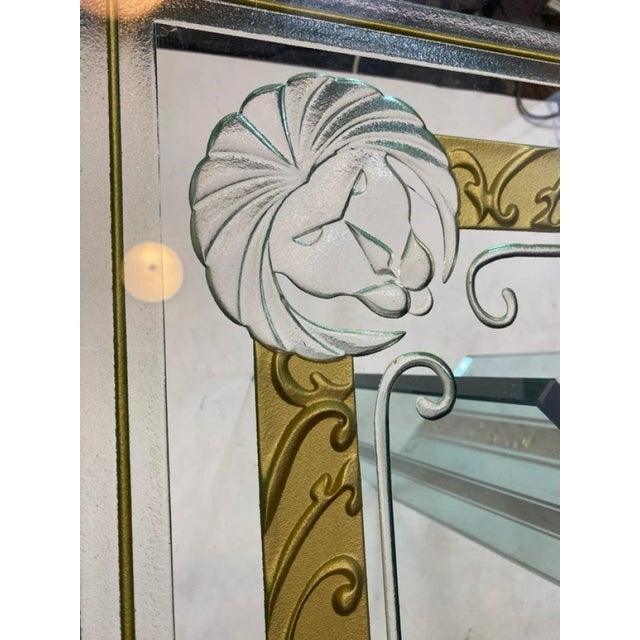 Glass Art Deco Revival Carved & Etched Glass Dining Table in the Manner of Rene Lalique For Sale - Image 7 of 10