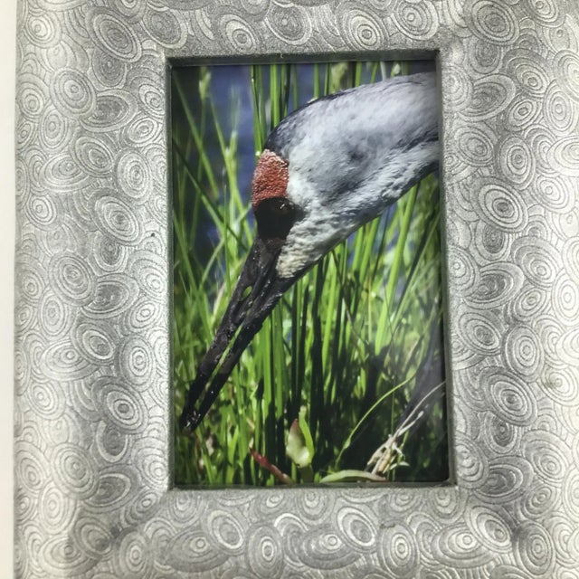 Ceramic Heavy Silver Tone Carved Abstract Photo Frame With Stand For Sale - Image 7 of 9