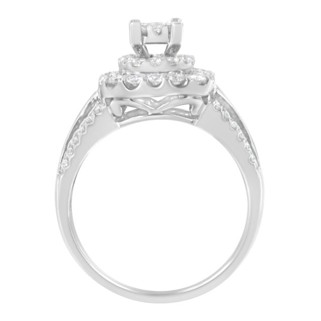 Haus of Brilliance 14K White Gold Diamond Vintage Ring (1 cttw, H-I Color, I1-I2 Clarity) - Size 7 For Sale - Image 4 of 6