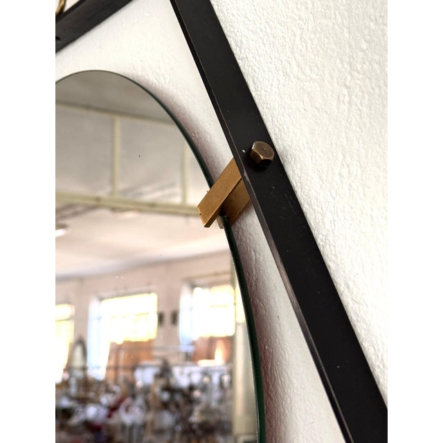 Vintage Italian Wall Mirror attributed to Santambrogio & De Berti, 1960 For Sale - Image 9 of 13