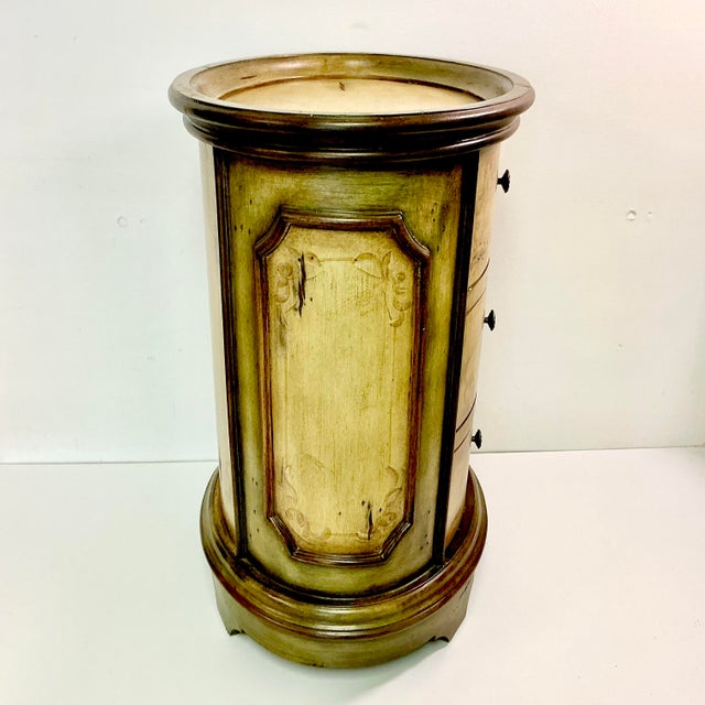 1980s Vintage Boho Chic Italian Maitland-Smith Style Hand Painted Oval Side Table Cabinet For Sale - Image 11 of 18