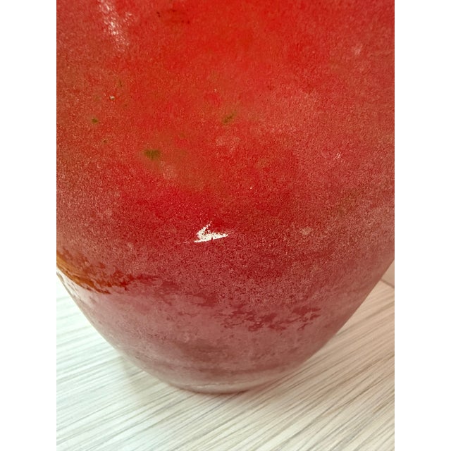 Murano Italy Seguso Glass Vase - Brilliant Translucent Red and Bottle Green For Sale - Image 17 of 18