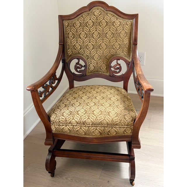 Victorian Walnut Parlor Suite – Settee & Platform Rocker (C. 1890–1910) For Sale In Nashville - Image 6 of 8
