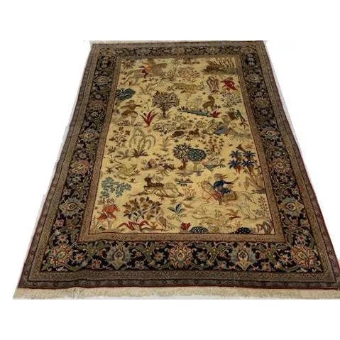 Persian 1950s Persian Pictorial Kashan Rug, 4'7" X 7'6" For Sale - Image 3 of 10
