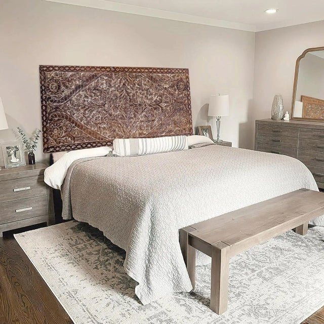 Rustic Artisans Carved Vintage Wood Door Headboard Tree of Life Barn Door For Sale - Image 3 of 3