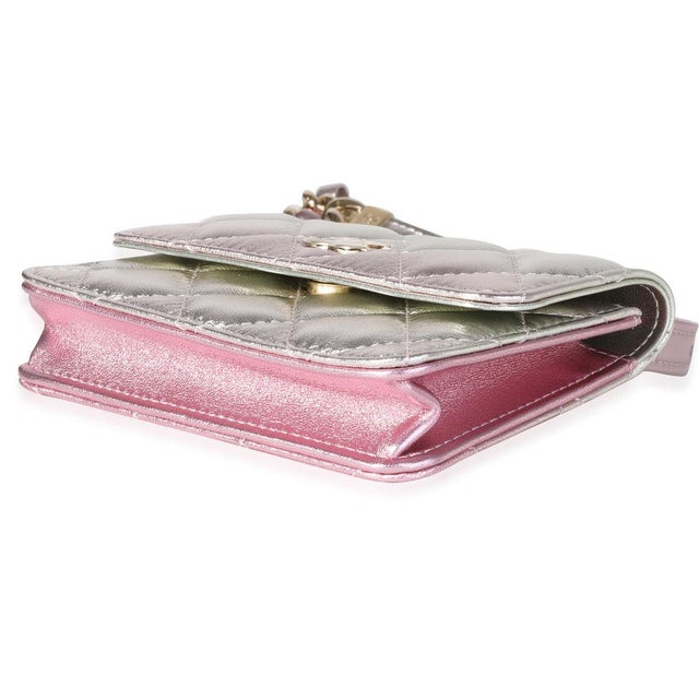 Animal Skin Metallic Ombre Quilted Lambskin Belt Bag For Sale - Image 7 of 7