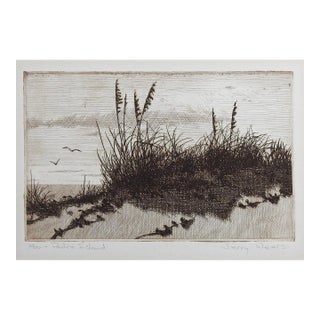 Late 20th Century Padre Island Sand Dune Beach Etching by Jerry Weers For Sale