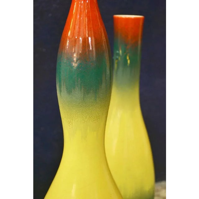 Mid-Century Modern Mid-Century Matt & Shiny Enamel Ceramic Vases, Set of 2 For Sale - Image 3 of 5