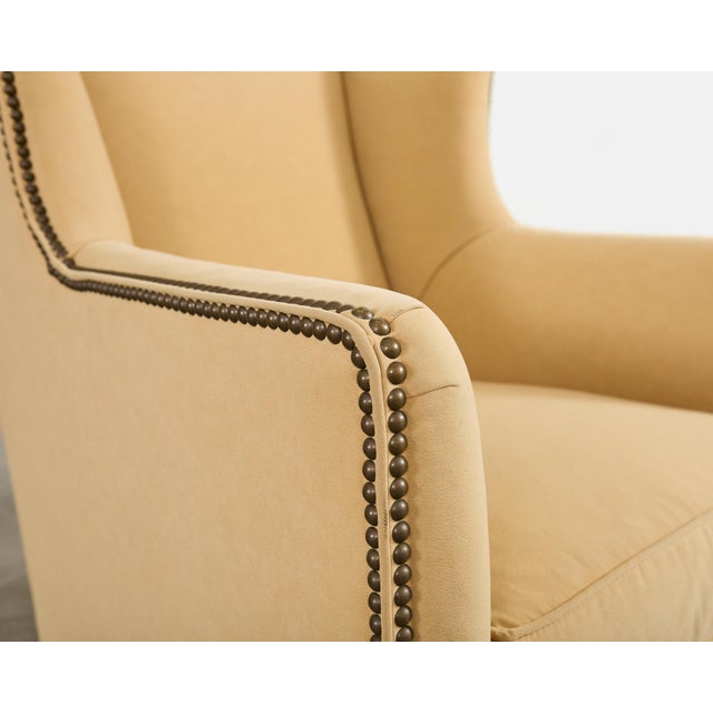Pair of Henredon Butter Upholstered Wingback Club Chairs For Sale - Image 16 of 18